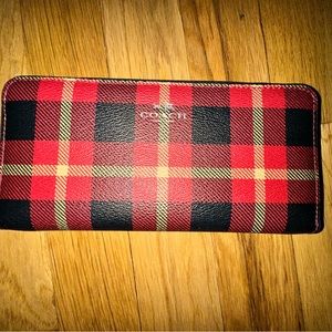 Coach plaid zipper wallet